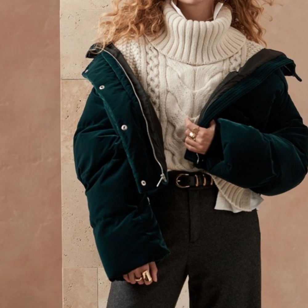 Sold Out Emerald Green Velvet Down Jacket
